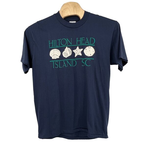 Vintage Island Gear Single Stitch Hilton Head Island Embossed Seashells Xl - Picture 1 of 6